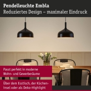 Pendelleuchte Embla II E27 Schwarz Gold Metall Metall