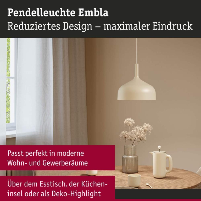 Paulmann Pendelleuchte Embla II E27 Creme Metall Metall