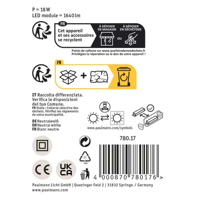 Paulmann LED Schreibtischleuchte Mejan  4000K 1200lm 15W Schwarz matt