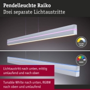 LED Pendelleuchte Raiko RGBW+ dimmbar 1400lm / 240lm 19W / 6W Silber matt