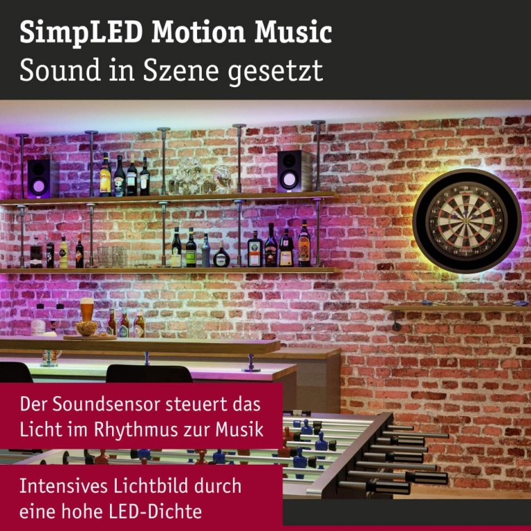 Paulmann SimpLED LED Strip RGBIC Motion Music Komplettset 5m beschichtet  22W 170lm/m 420 LEDs/m RGB 24VA