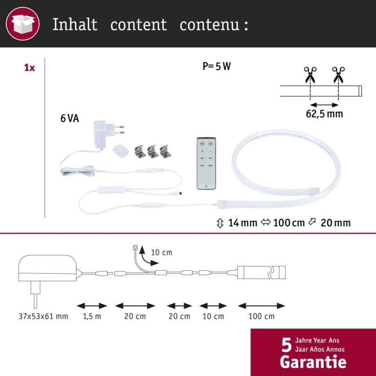 Paulmann SimpLED LED Strip Delta Komplettset 1m beschichtet 4,5W 660lm/m 3000K
