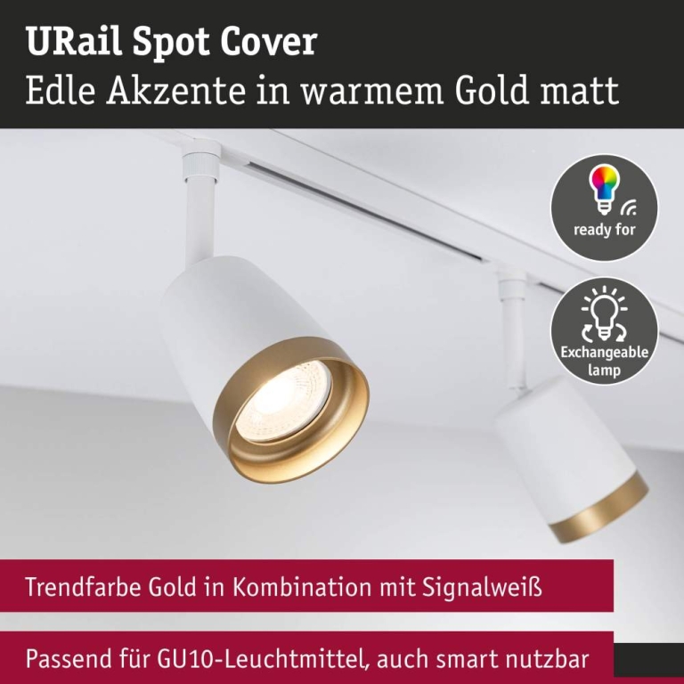 Paulmann URail Schienenspot Cover Einzelspot GU10  max. 10W  230V Signalweiß Gold matt