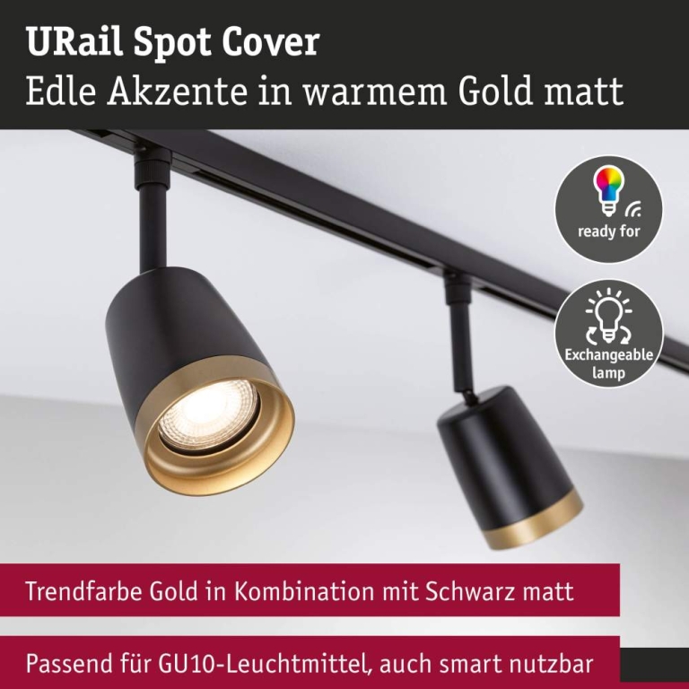 Paulmann URail Schienenspot Cover Einzelspot GU10  max. 10W  230V Schwarz matt Gold matt