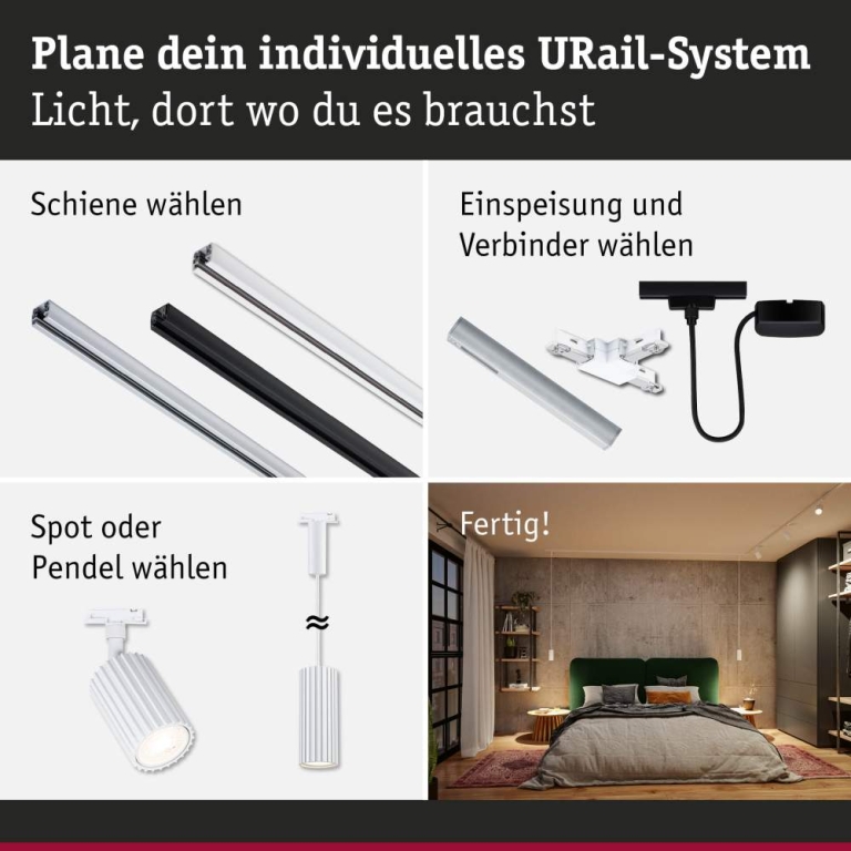 Paulmann URail Pendel Lirena GU10  max. 10W 230V Signalweiß