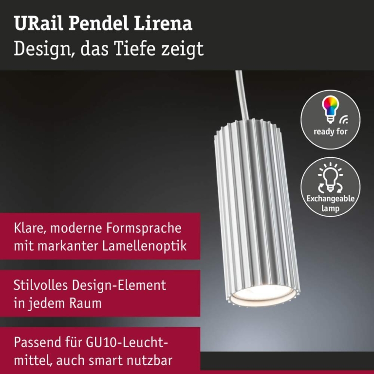 Paulmann URail Pendel Lirena GU10  max. 10W 230V Signalweiß