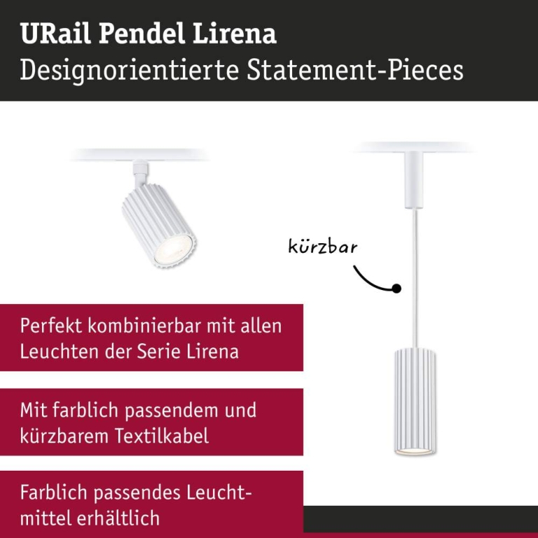 Paulmann URail Pendel Lirena GU10  max. 10W 230V Signalweiß