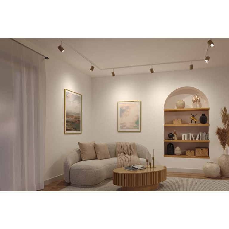 Paulmann URail Schienenspot Luxe   GU10  max. 10W  dimmbar 230V Gold matt Signalweiß