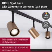 URail Schienenspot Luxe   GU10  max. 10W  dimmbar 230V Gold matt Schwarz matt