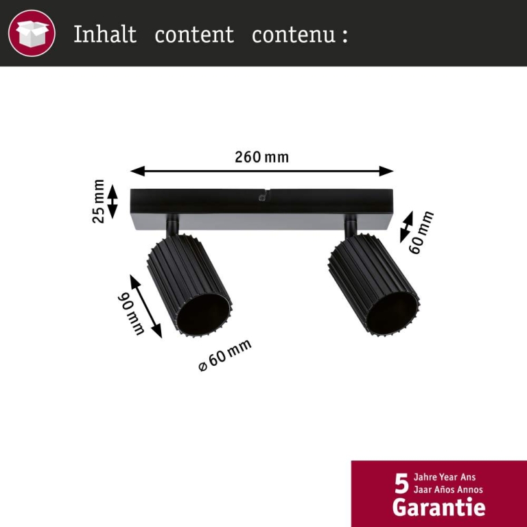 Paulmann Spotlight Lirena GU10 max. 2x10W Schwarz matt Metall