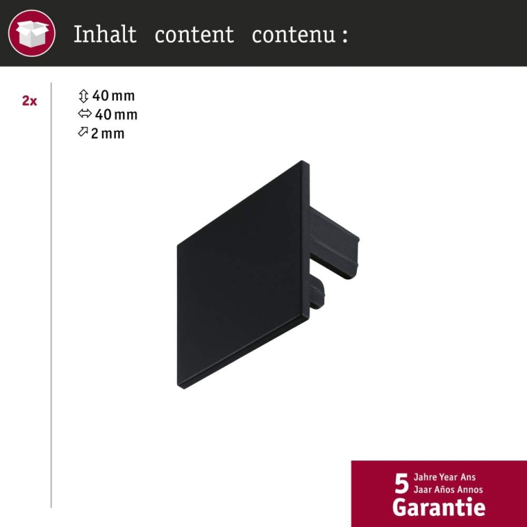 Paulmann Linion Zubehör Endkappe 2er-Set Schwarz matt Kunststoff