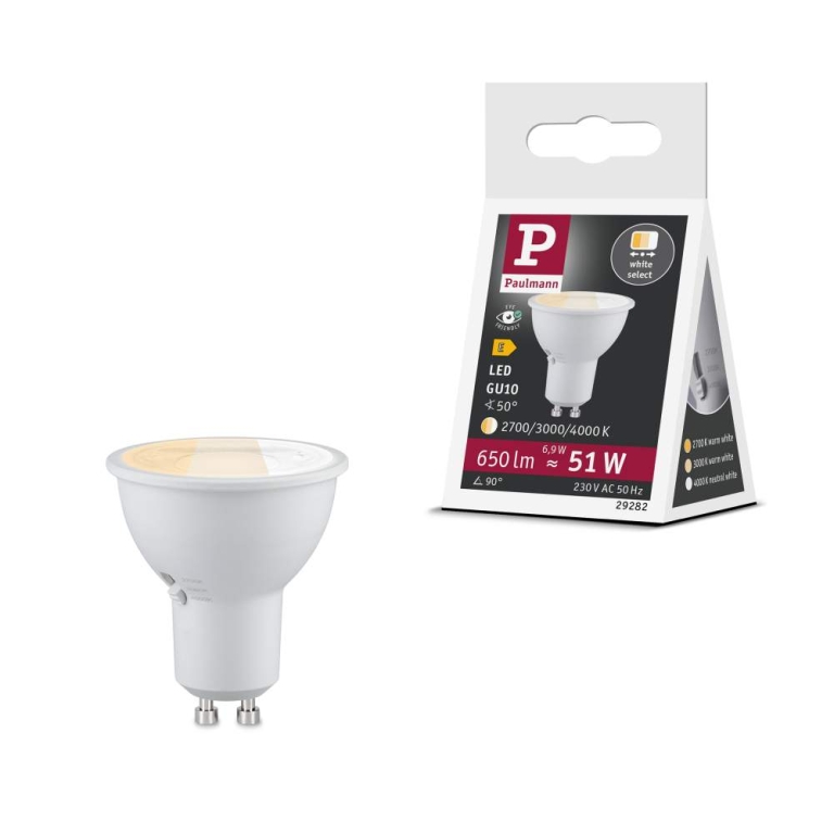 Paulmann Standard 230V LED Reflektor GU10 Dip Switch 650lm 6,9W 2700 - 4000K  Signalweiß