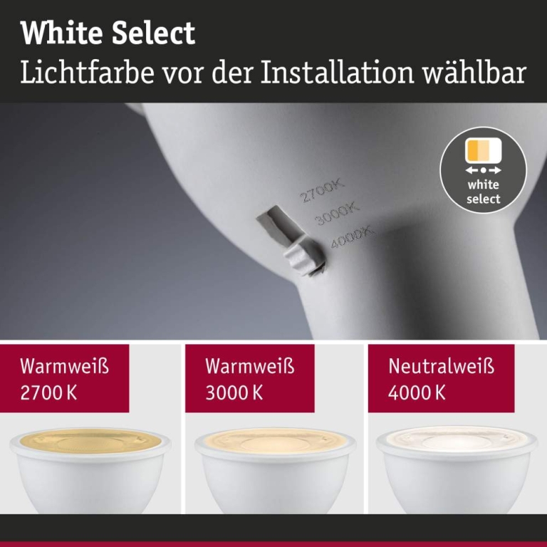 Paulmann Standard 230V LED Reflektor GU10 Dip Switch 650lm 6,9W 2700 - 4000K  Signalweiß