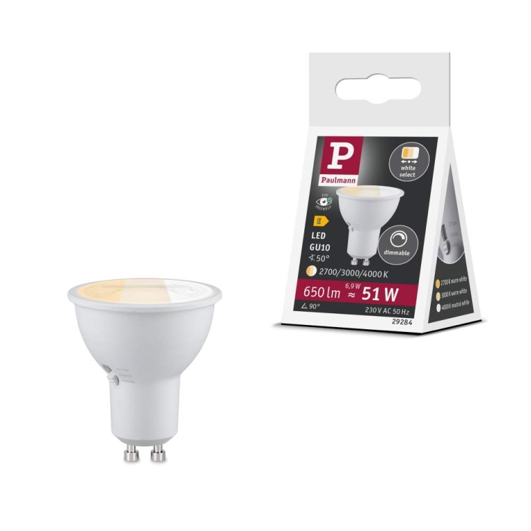 Paulmann Standard 230V LED Reflektor GU10 Dip Switch 650lm 6,9W 2700 - 4000K  Signalweiß