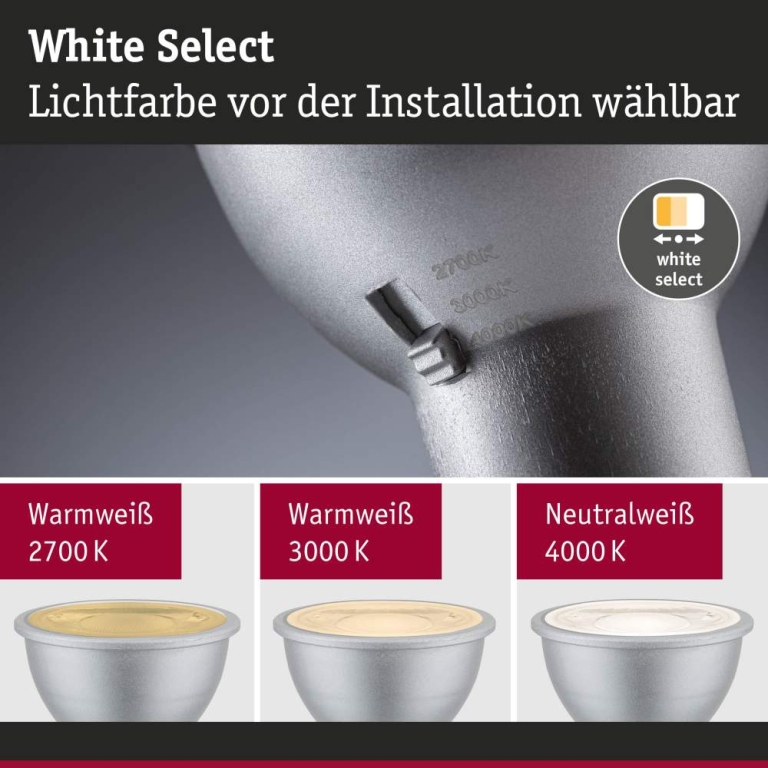 Paulmann Standard 230V LED Reflektor GU10 Dip Switch 650lm 6,9W 2700 - 4000K  Chrom matt