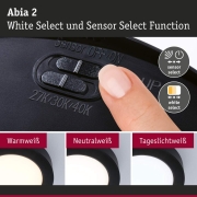 LED Panel Abia 2 White Select Dämmerungsgesteuerter Bewegungsmelder (HF) rund 170mm  9,5W 1100lm 2700 - 4000K Schwarz