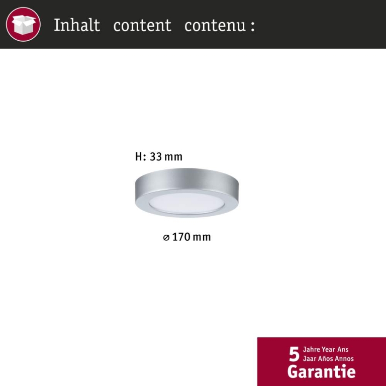 Paulmann LED Panel Abia 2 White Select Dämmerungsgesteuerter Bewegungsmelder (HF) rund 170mm  9,5W 1100lm 2700 - 4000K Chrom matt