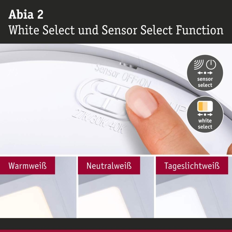 Paulmann LED Panel Abia 2 White Select Dämmerungsgesteuerter Bewegungsmelder (HF) eckig 170x170mm  9,5W 1100lm 2700 - 4000K Weiß