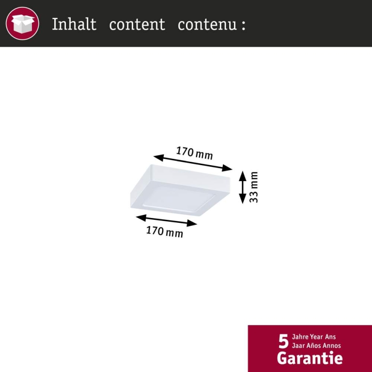 Paulmann LED Panel Abia 2 White Select Dämmerungsgesteuerter Bewegungsmelder (HF) eckig 170x170mm  9,5W 1100lm 2700 - 4000K Weiß