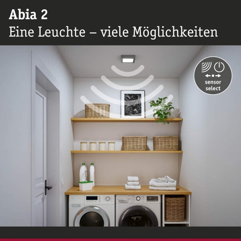 Paulmann LED Panel Abia 2 White Select Dämmerungsgesteuerter Bewegungsmelder (HF) eckig 170x170mm  9,5W 1100lm 2700 - 4000K Chrom matt