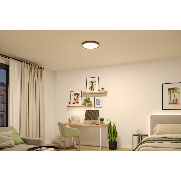 Paulmann LED Panel Abia 2 White Select Dämmerungsgesteuerter Bewegungsmelder (HF) rund 400mm  16W 1400lm 2700 - 4000K Schwarz