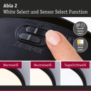 LED Panel Abia 2 White Select Dämmerungsgesteuerter Bewegungsmelder (HF) rund 400mm  16W 1400lm 2700 - 4000K Schwarz