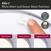 LED Panel Abia 2 White Select Dämmerungsgesteuerter Bewegungsmelder (HF) rund 400mm  16W 1400lm 2700 - 4000K Chrom matt