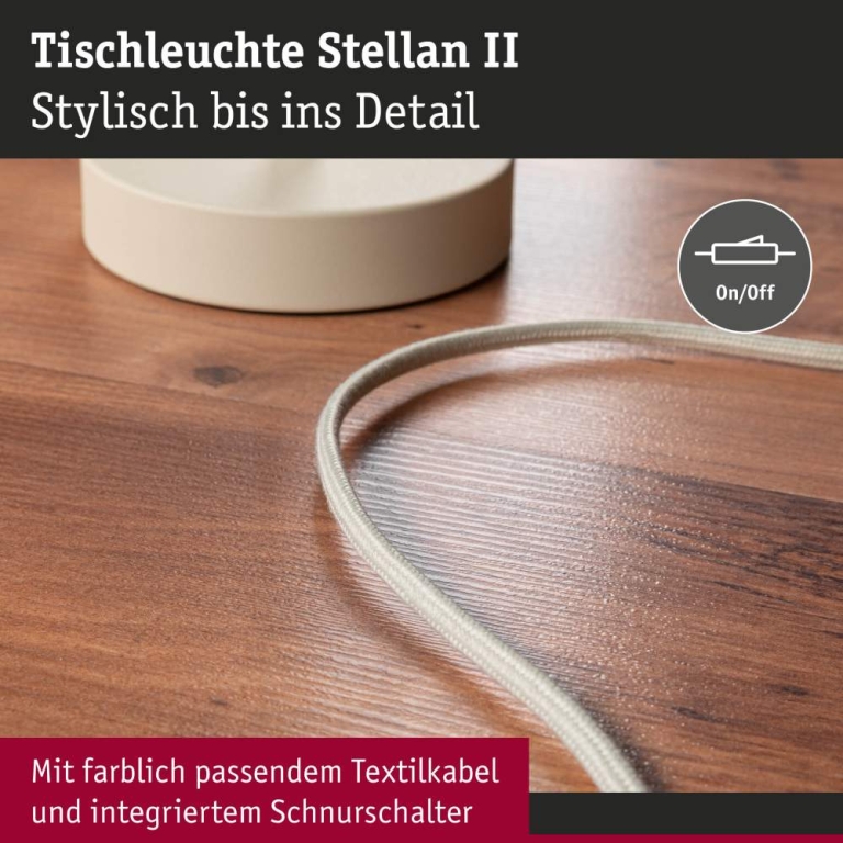 Paulmann Tischleuchte Stellan II E27   max. 20W Creme Metall#Stoff