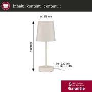 Tischleuchte Stellan II E27   max. 20W Creme Metall#Stoff