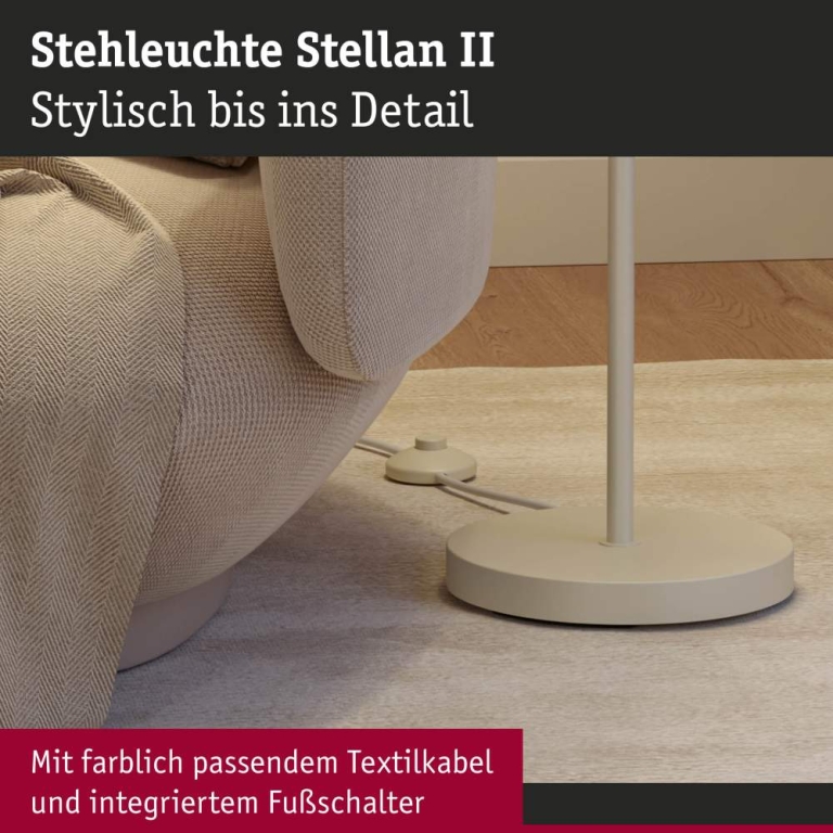 Paulmann Stehleuchte Stellan II E27   max. 20W Creme Metall#Stoff