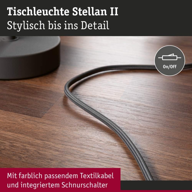 Paulmann Tischleuchte Stellan II E27   max. 20W Grau Metall#Stoff