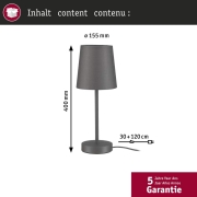 Tischleuchte Stellan II E27   max. 20W Grau Metall#Stoff