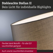 Stehleuchte Stellan II E27   max. 20W Grau Metall#Stoff
