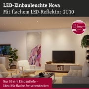 LED Einbauleuchte Nova GU10 Flat schwenkbar 3x4,9W 3x550lm 230V  2700K Eisen gebürstet