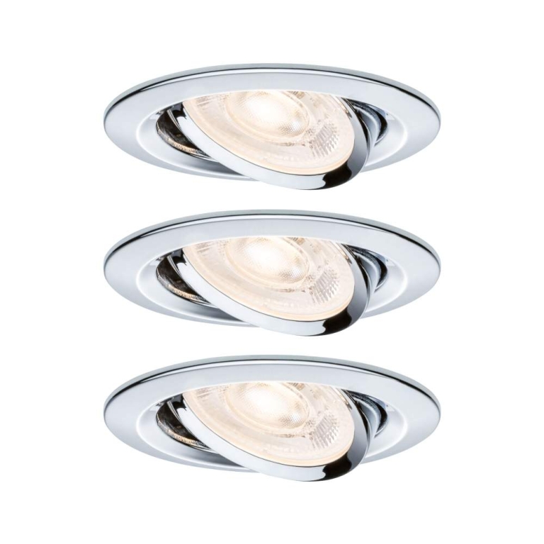 Paulmann LED Einbauleuchte Nova GU10 Flat schwenkbar 3x4,9W 3x550lm 230V  2700K Chrom
