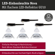 LED Einbauleuchte Nova GU10 Flat schwenkbar 3x4,9W 3x550lm 230V  2700K Chrom