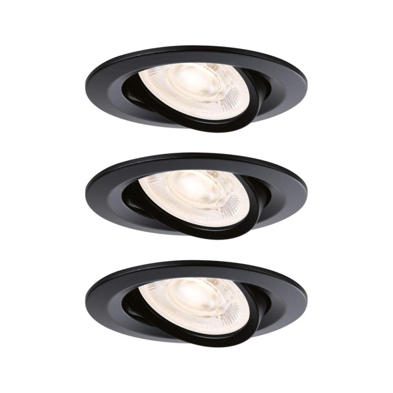 Paulmann LED Einbauleuchte Nova GU10 Flat schwenkbar 3x4,9W 3x550lm 230V  2700K Schwarz matt