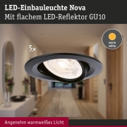 LED Einbauleuchte Nova GU10 Flat schwenkbar 3x4,9W 3x550lm 230V  2700K Schwarz matt