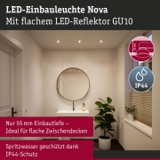 LED Einbauleuchte Nova GU10 Flat starr IP44 4,9W 550lm 230V  2700K Eisen gebürstet