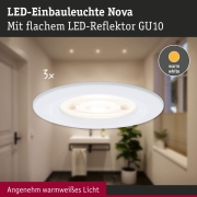 LED Einbauleuchte Nova GU10 Flat starr IP44 3x4,9W 3x550lm 230V  2700K Weiß matt