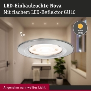 LED Einbauleuchte Nova GU10 Flat starr IP44 3x4,9W 3x550lm 230V  2700K Eisen gebürstet