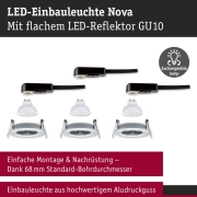 LED Einbauleuchte Nova GU10 Flat starr IP44 3x4,9W 3x550lm 230V  2700K Alu gedreht