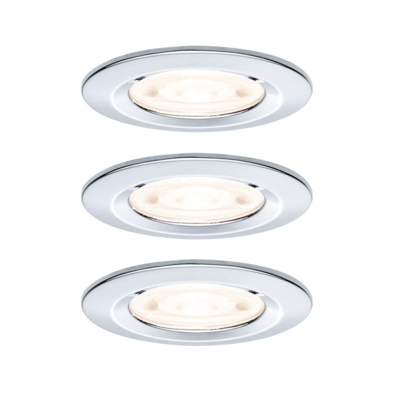 Paulmann LED Einbauleuchte Nova GU10 Flat starr IP44 3x4,9W 3x550lm 230V  2700K Chrom