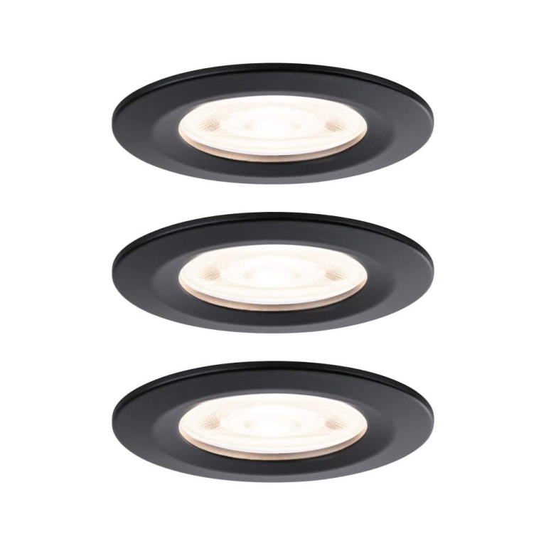 Paulmann LED Einbauleuchte Nova GU10 Flat starr IP44 3x4,9W 3x550lm 230V  2700K Schwarz matt