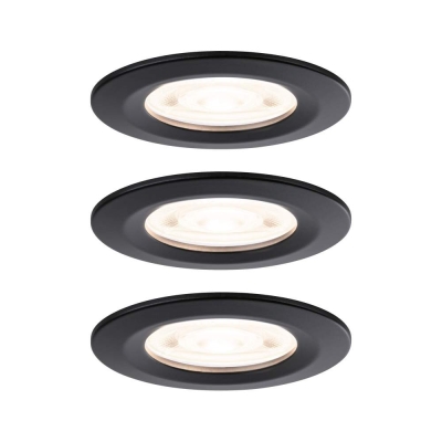 Paulmann LED Einbauleuchte Nova GU10 Flat starr IP44 3x4,9W 3x550lm 230V  2700K Schwarz matt