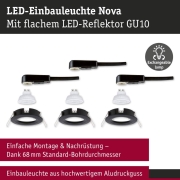 LED Einbauleuchte Nova GU10 Flat starr IP44 3x4,9W 3x550lm 230V  4000K Schwarz matt