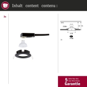 LED Einbauleuchte Nova GU10 Flat starr IP44 3x4,9W 3x550lm 230V  4000K Schwarz matt