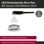LED Einbauleuchte Nova Plus GU10 Flat IP65 93mm 4,9W 550lm 230V  2700K Eisen gebürstet