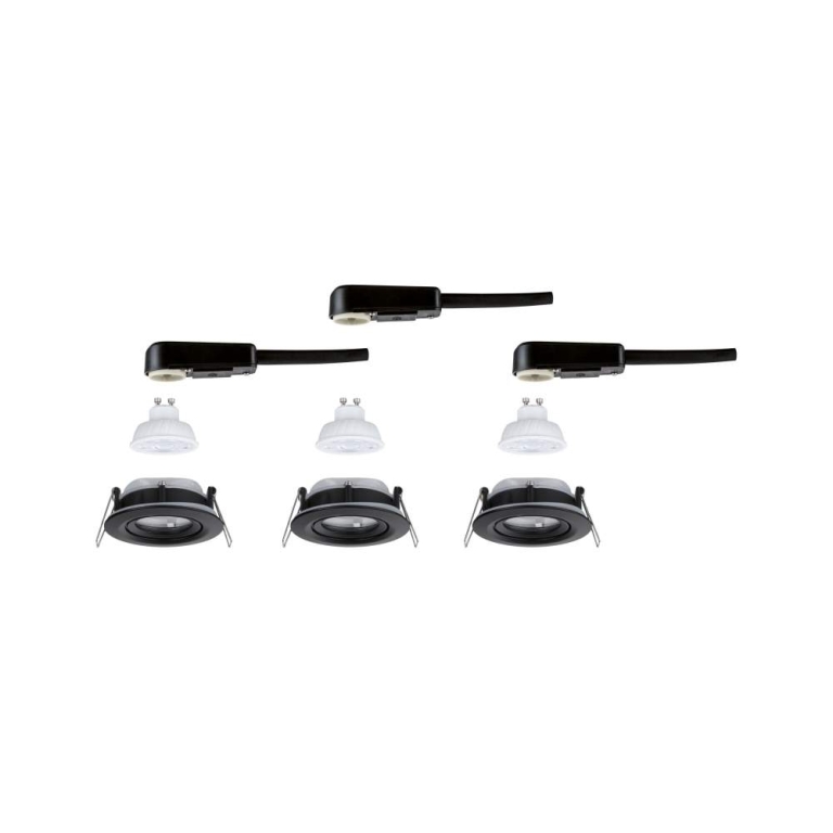 Paulmann LED Einbauleuchte Nova Plus GU10 Flat IP65 93mm 3x4,9W 3x550lm 230V dimmbar 2700K Schwarz matt