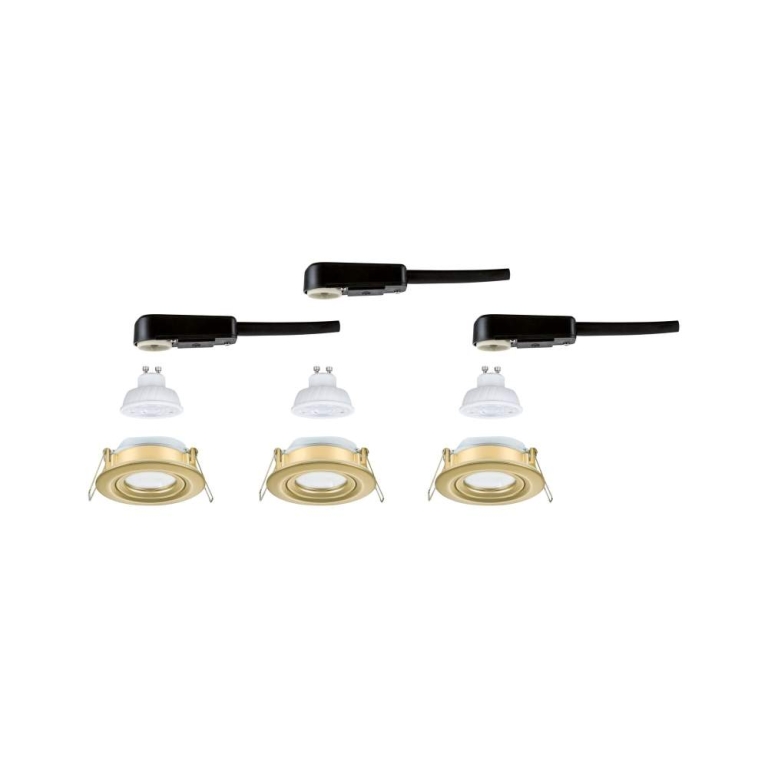 Paulmann LED Einbauleuchte Nova Plus GU10 Flat IP65 93mm 3x4,9W 3x550lm 230V dimmbar 2700K Gold matt